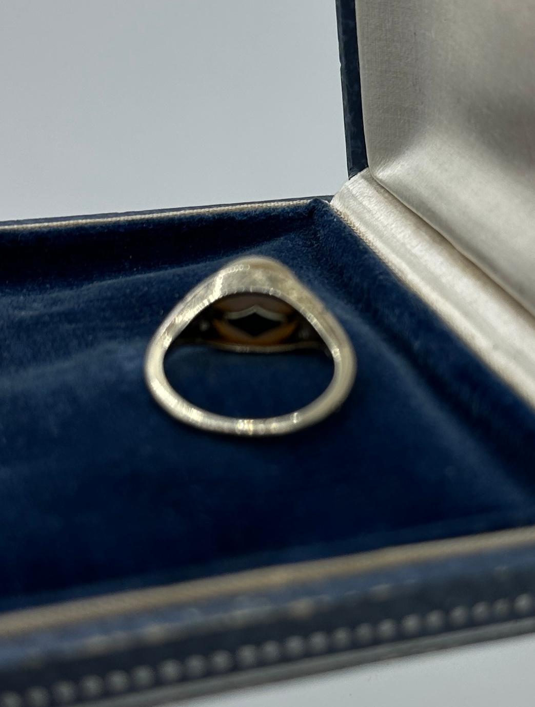 Art Deco Rose Cut Diamond Pearl Ring And Pin 18K Antique Wedding Engagement Ring For Sale 13