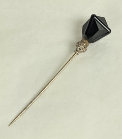 Art Deco Rose Diamond Cubist Onyx Stickpin