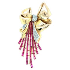 Spilla con fiocco in oro rosa Art Deco