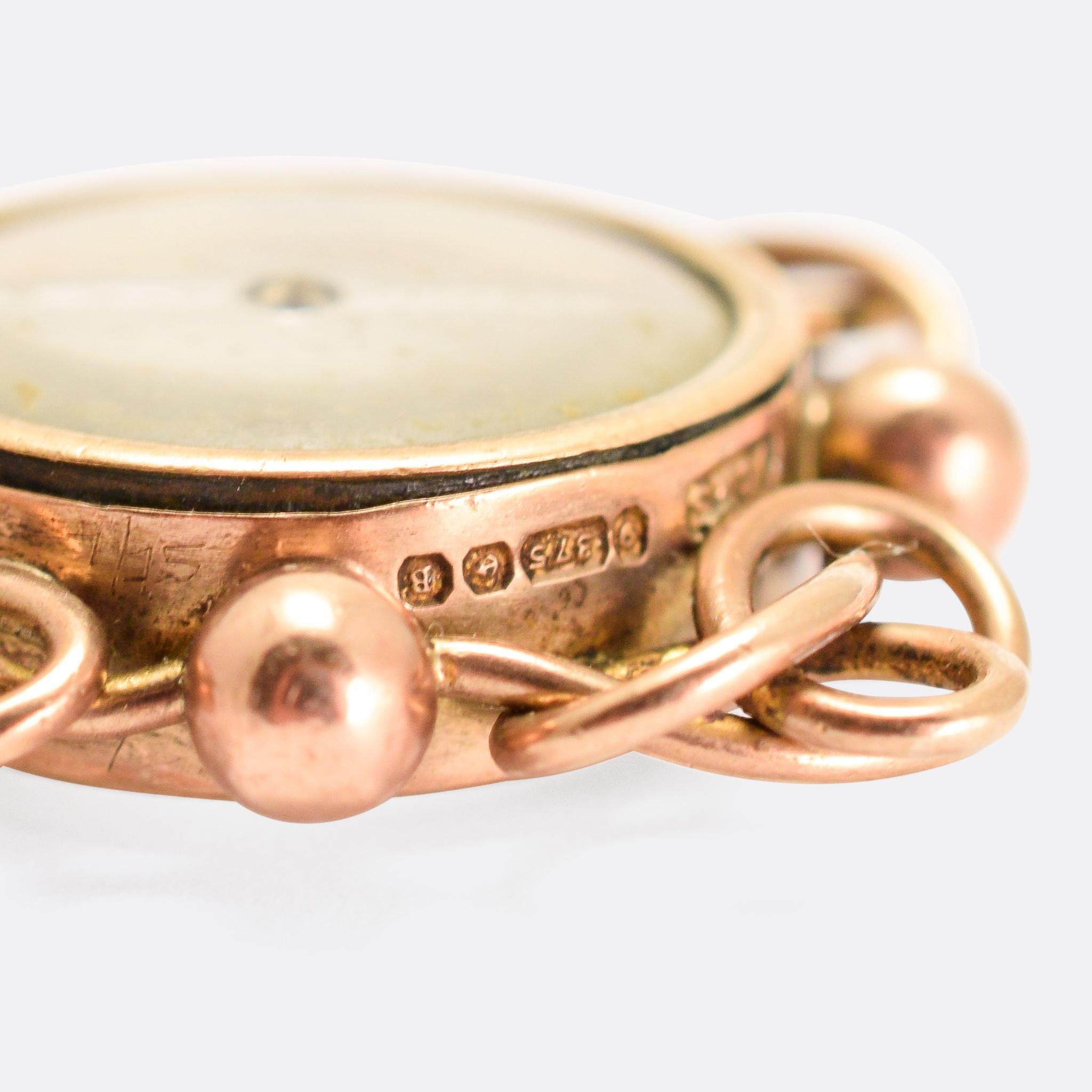 Victorian Art Deco Rose Gold Compass Pendant Necklace