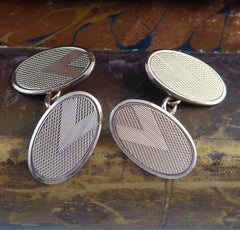 Art Deco Rose Gold Cufflinks, Hallmarked Birmingham, 1928