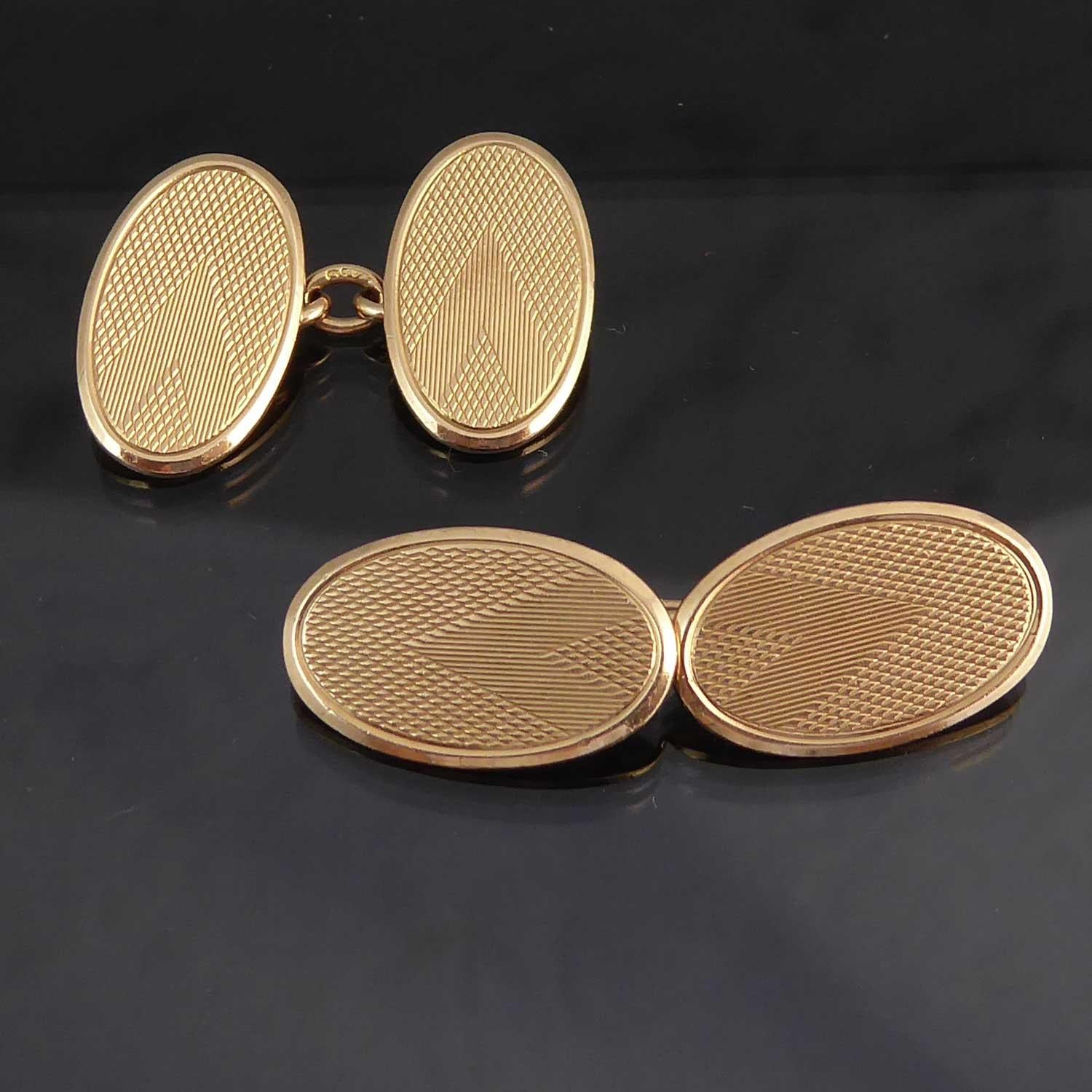 Art Deco Rose Gold Cufflinks, Hallmarked Birmingham, 1928 2