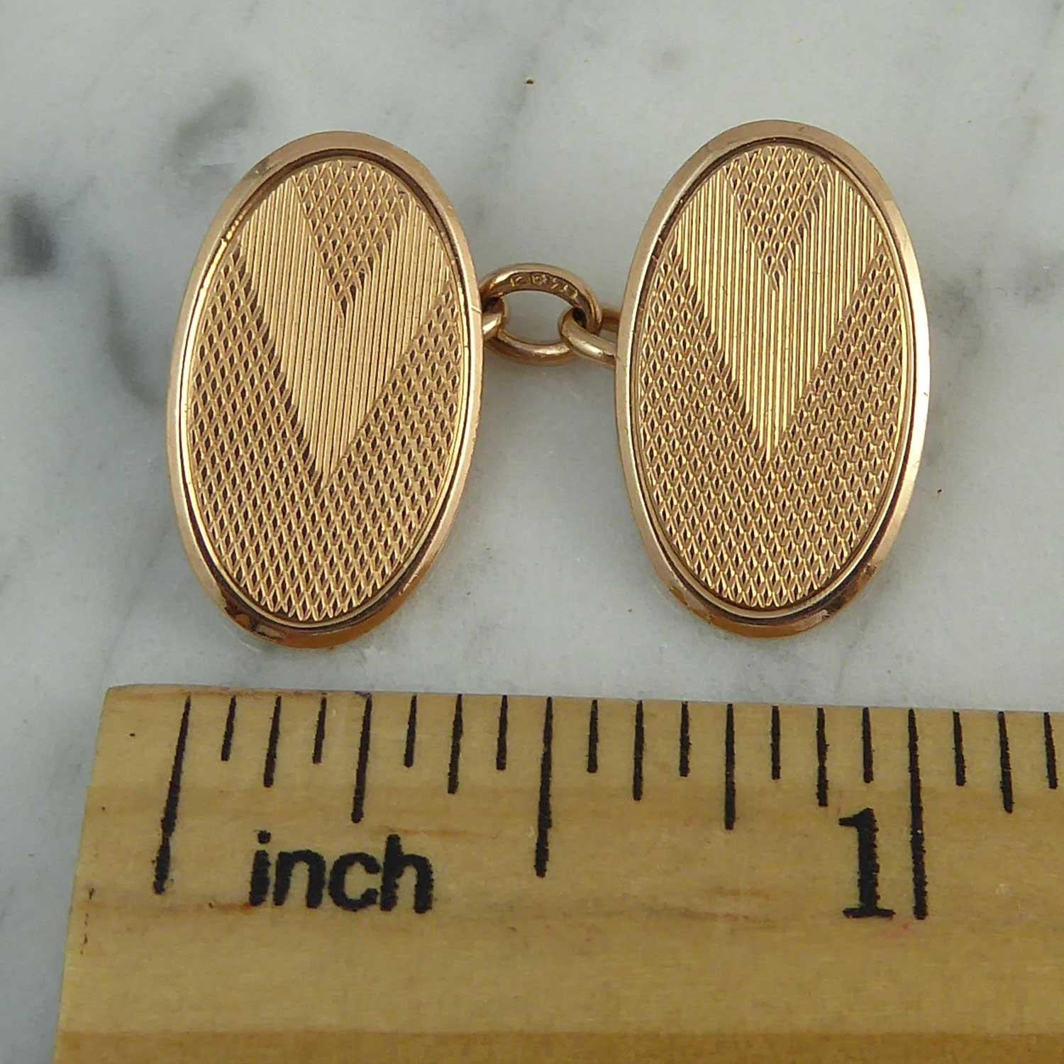 Art Deco Rose Gold Cufflinks, Hallmarked Birmingham, 1928 4