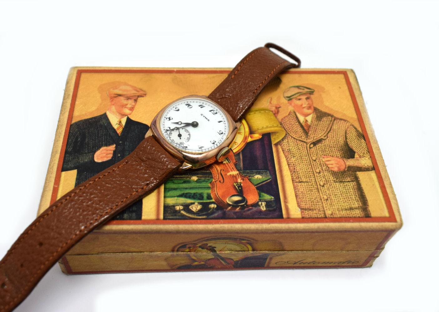 Men's Art Deco Rose Gold Filled Gents Wristwatch
