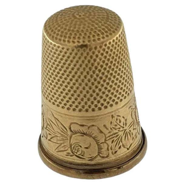 Art Deco Rose Gold Sewing Thimble Flowers Carved For Sale at 1stDibs ...