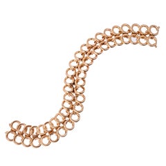 Art Deco Rose Gold Two-Row Wide Circle Link Bracelet