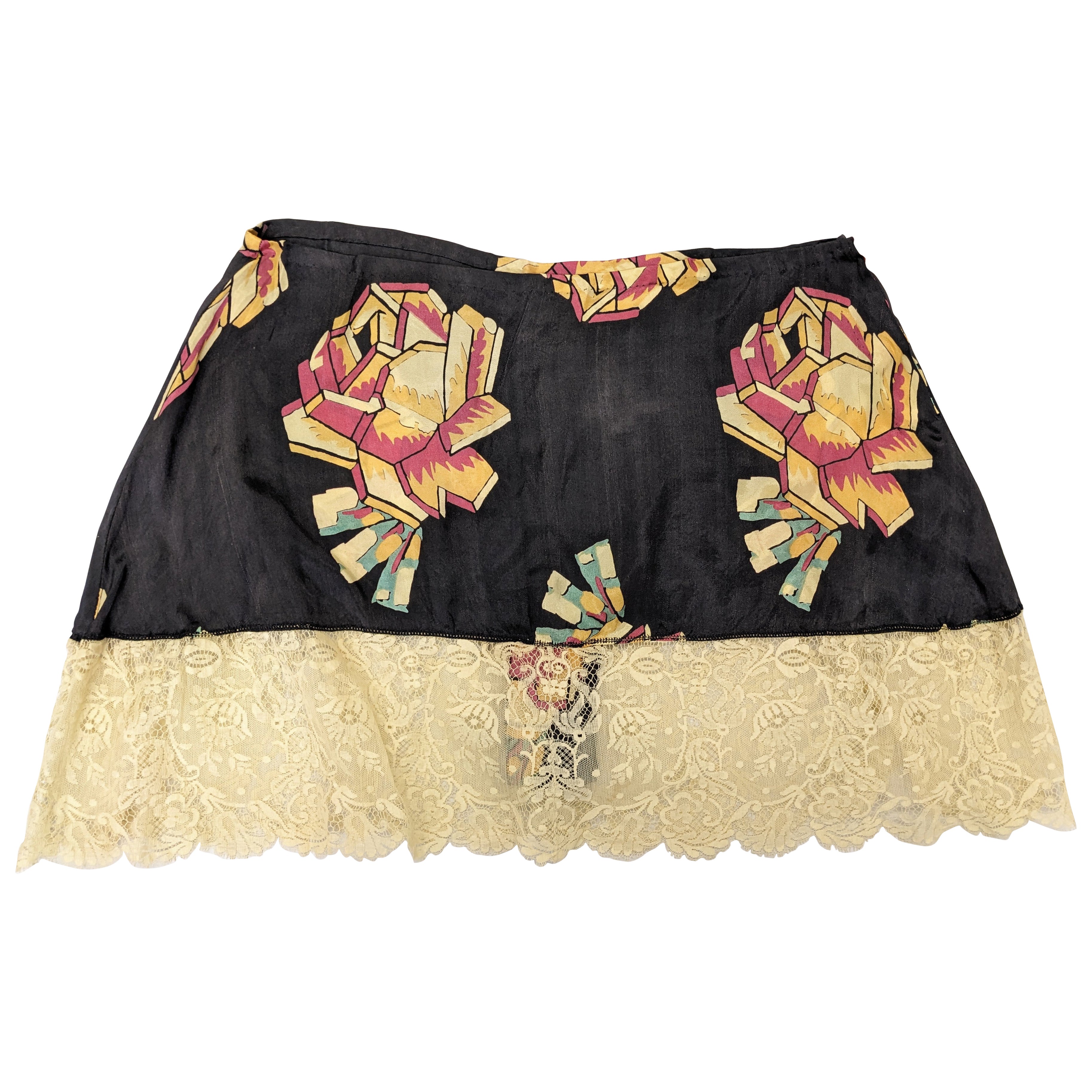 Pantalon à claquettes Art déco à motif de roses en vente
