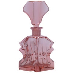Art Deco Rose Pink Glass Perfume Bottle