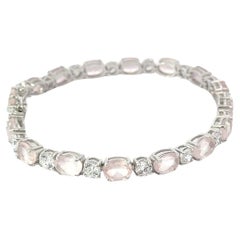 Brazalete de tenis contemporáneo de cuarzo rosa y circonitas para mamá en plata 925