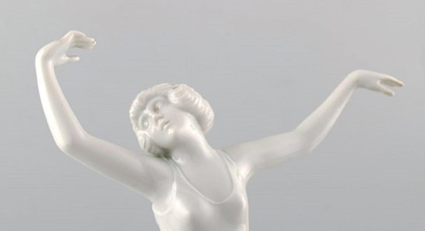 Art Deco Rosenthal Blanc de Chine Porcelain Figure of Ballerina on Base,  1940 at 1stDibs