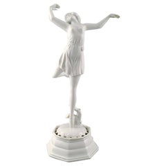 Vintage Art Deco Rosenthal Blanc de Chine Porcelain Figure of Ballerina on Base, 1940