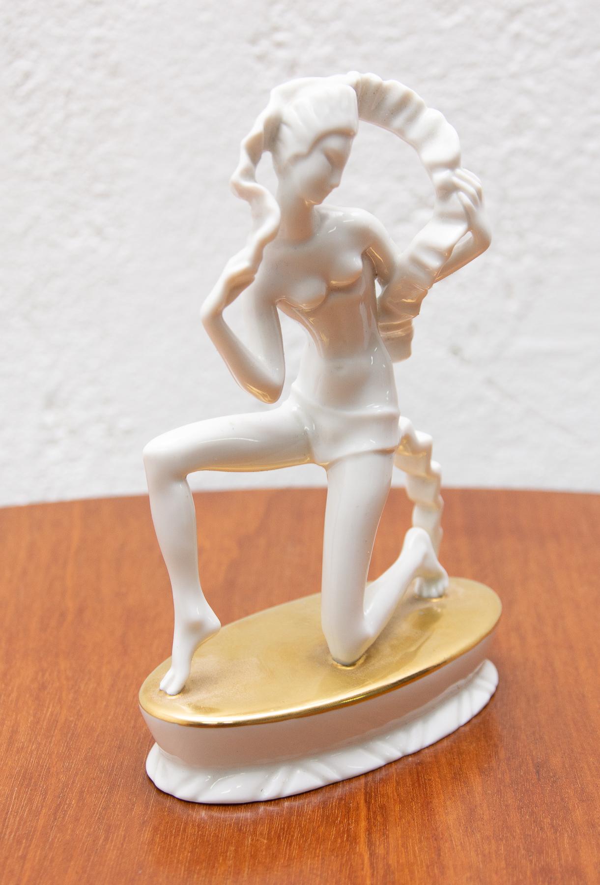 Mid-20th Century Art Deco Rosenthal Porcelain Girl Sculpture by Lothar Otto, 1927