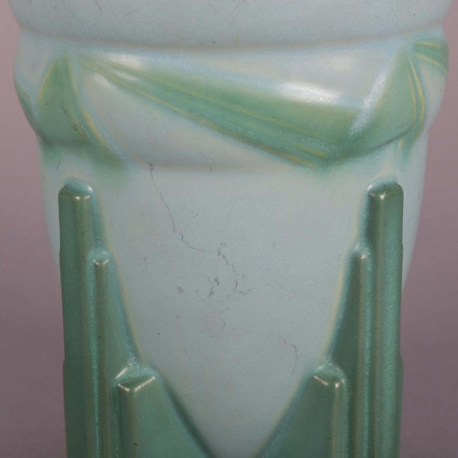 Art Deco Roseville Art Pottery Futura Footed Vase, circa 1930 1