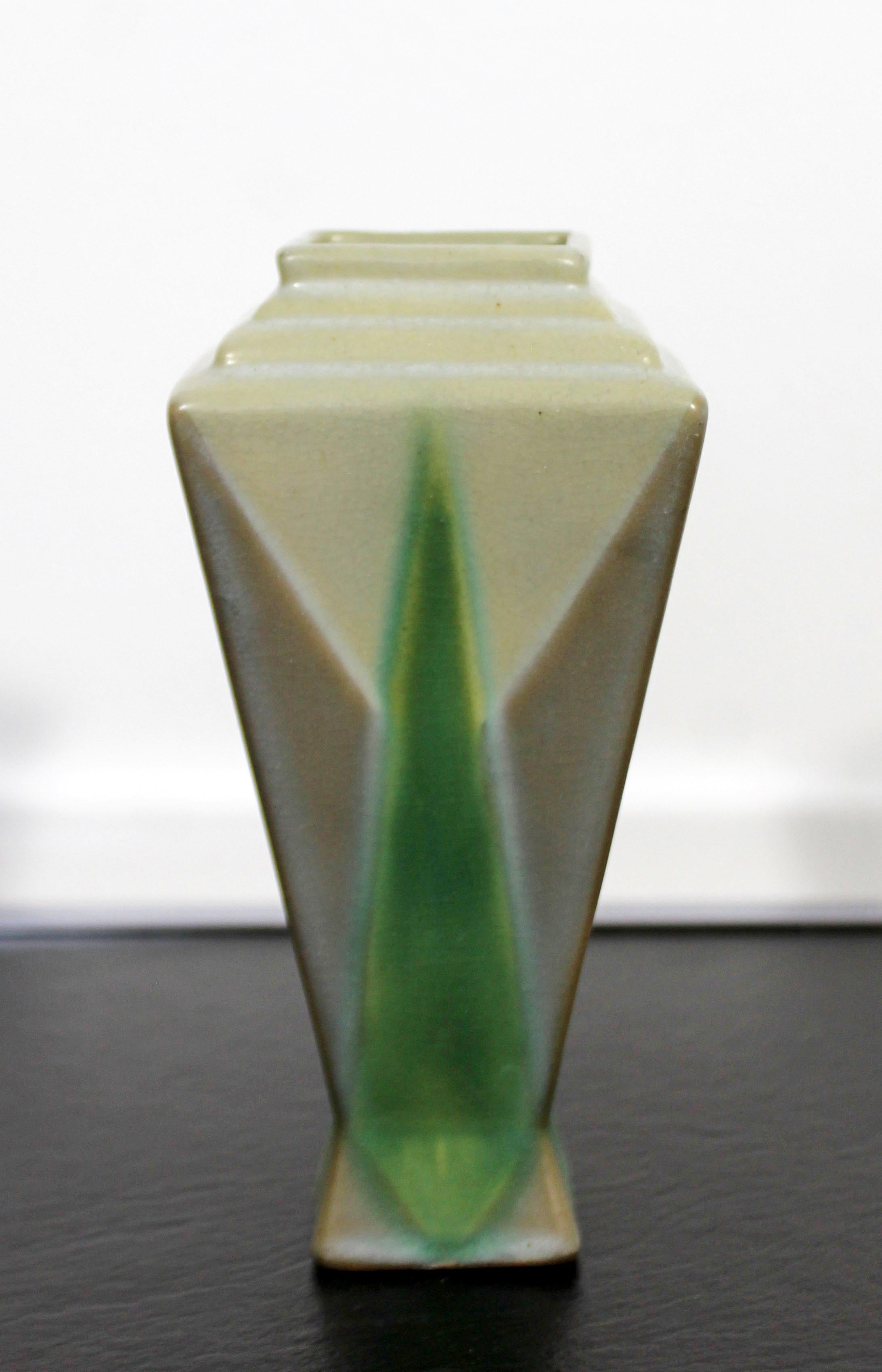 Mid-20th Century Art Deco Roseville Futura Torch Ceramic Art Vase Vessel 1930s Green