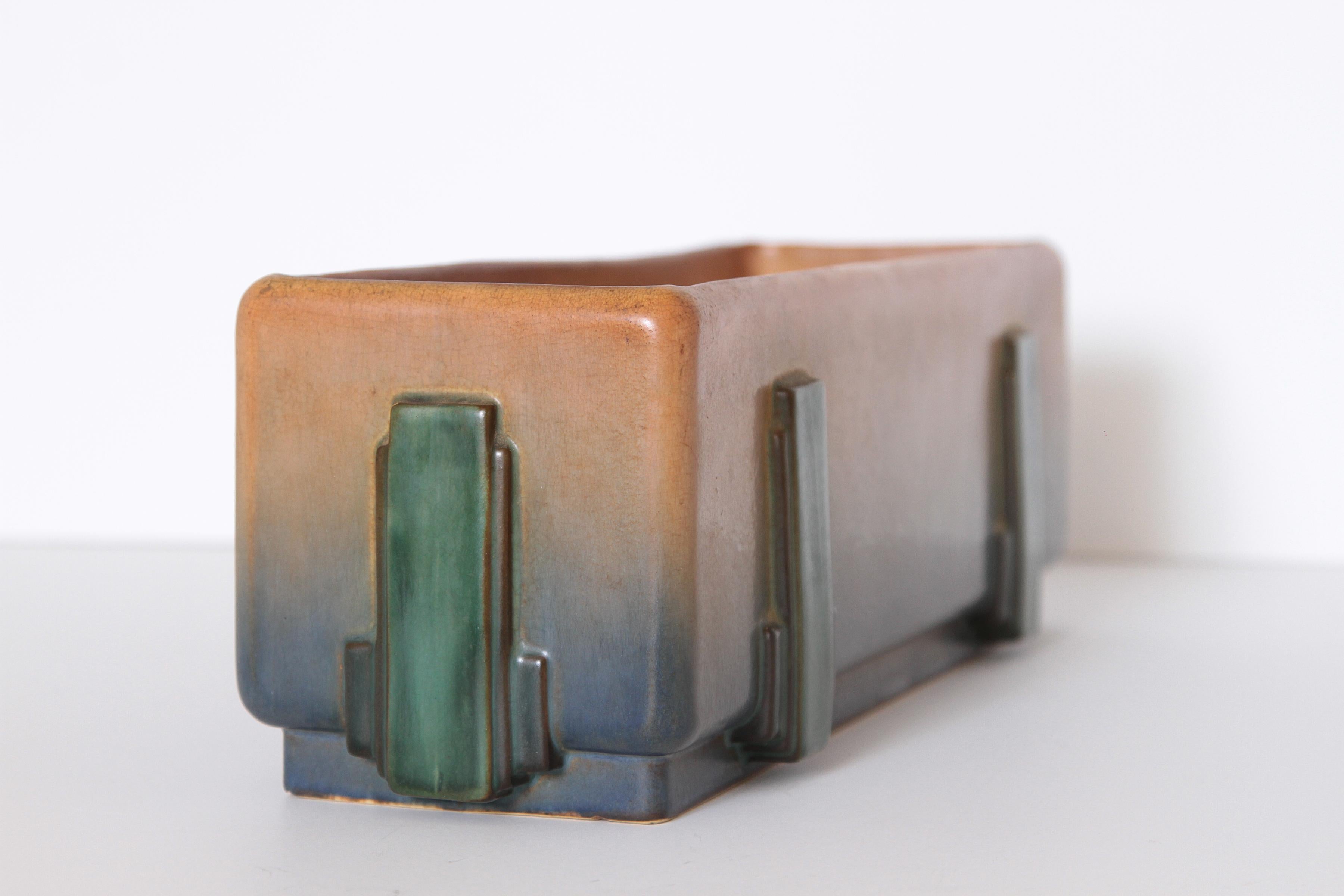Art déco-Pflanzgefäß aus Keramik von Frank Ferrell, Roseville Futura, Fensterbox im Angebot 4