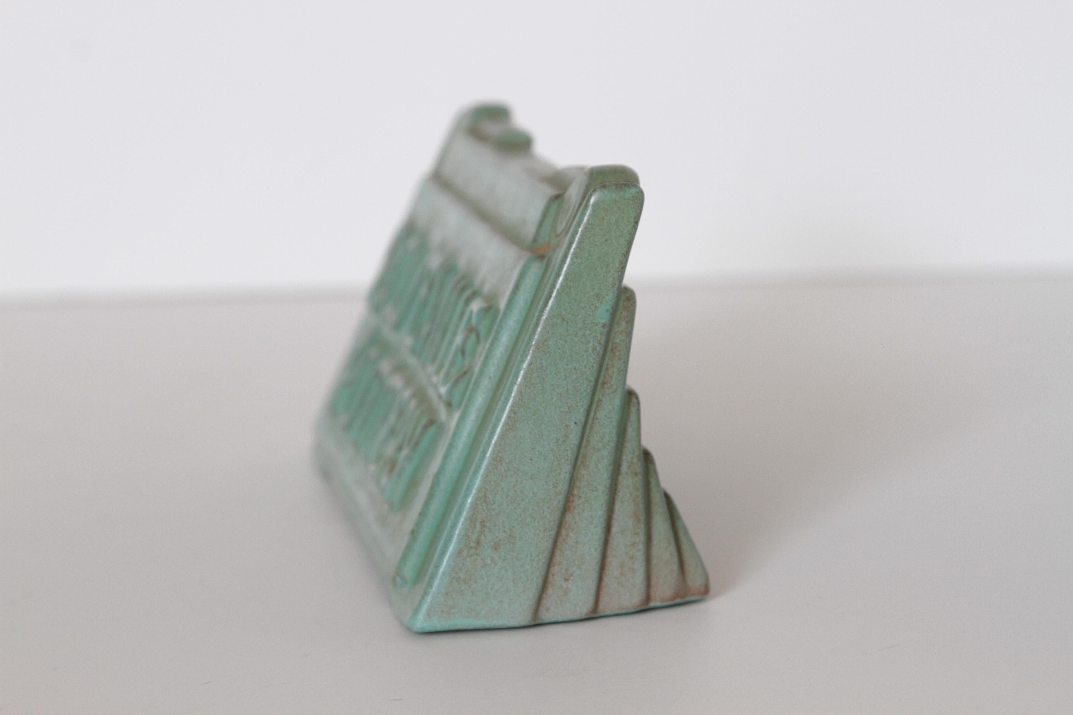 Art Deco Roseville Moderne Retailer's Advertising Ceramic Sign 1