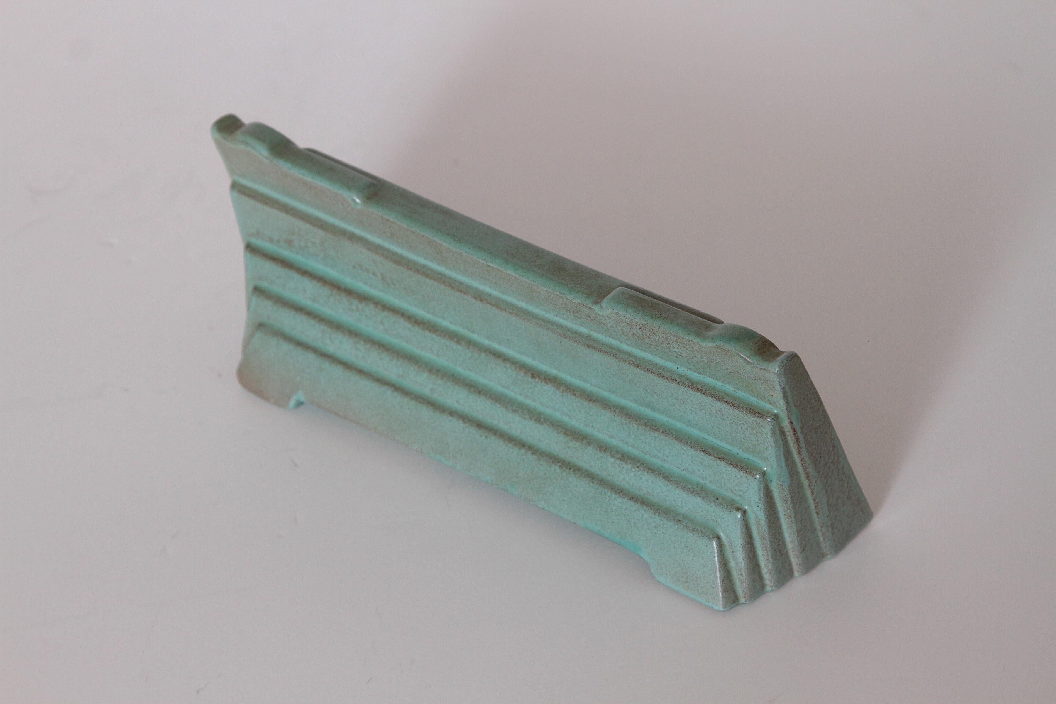 Glazed Art Deco Roseville Moderne Retailer's Advertising Ceramic Sign