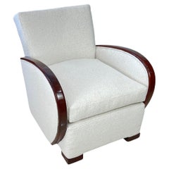 Art Deco Rosewood and Boucle Club Chair