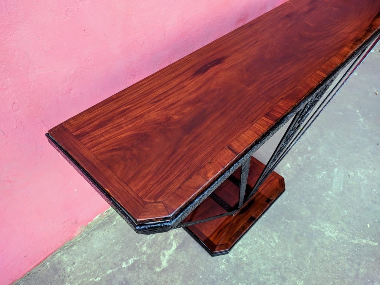 Argentine Art Deco Rosewood and Iron Console Table Unique