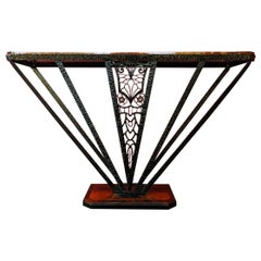 Vintage Art Deco Rosewood and Iron Console Table Unique