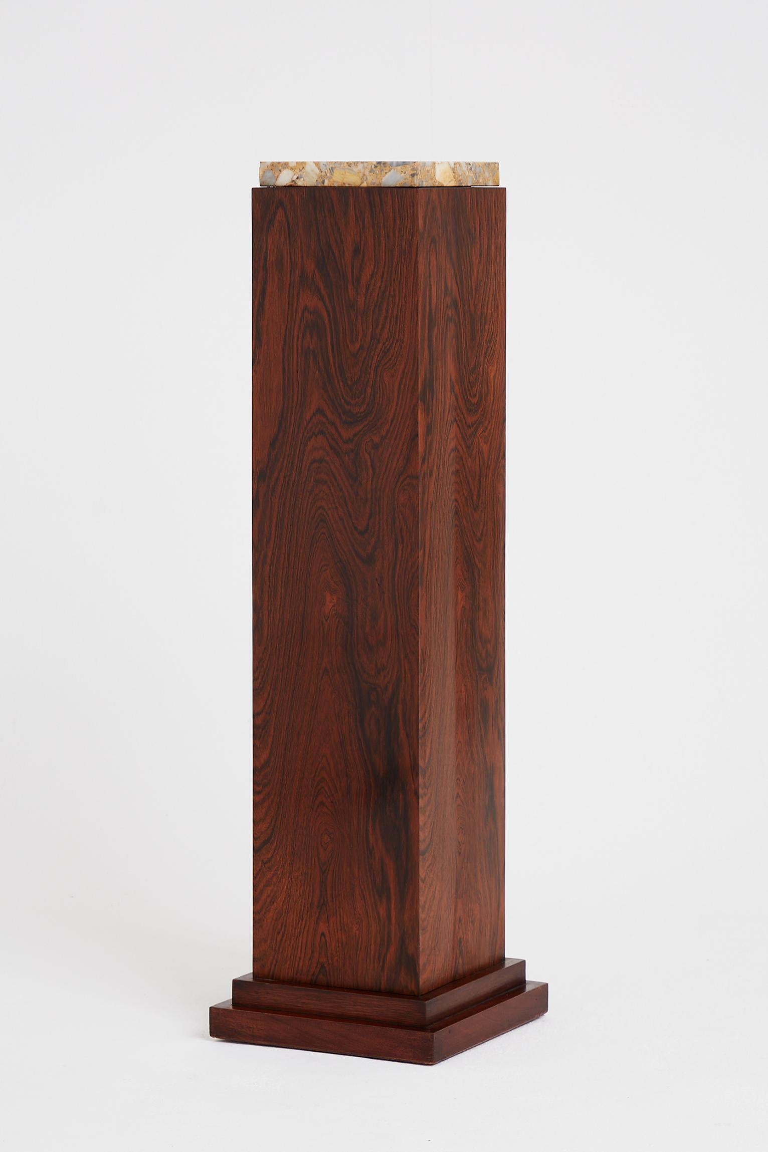 French Art Deco Rosewood and Marble Pedestal