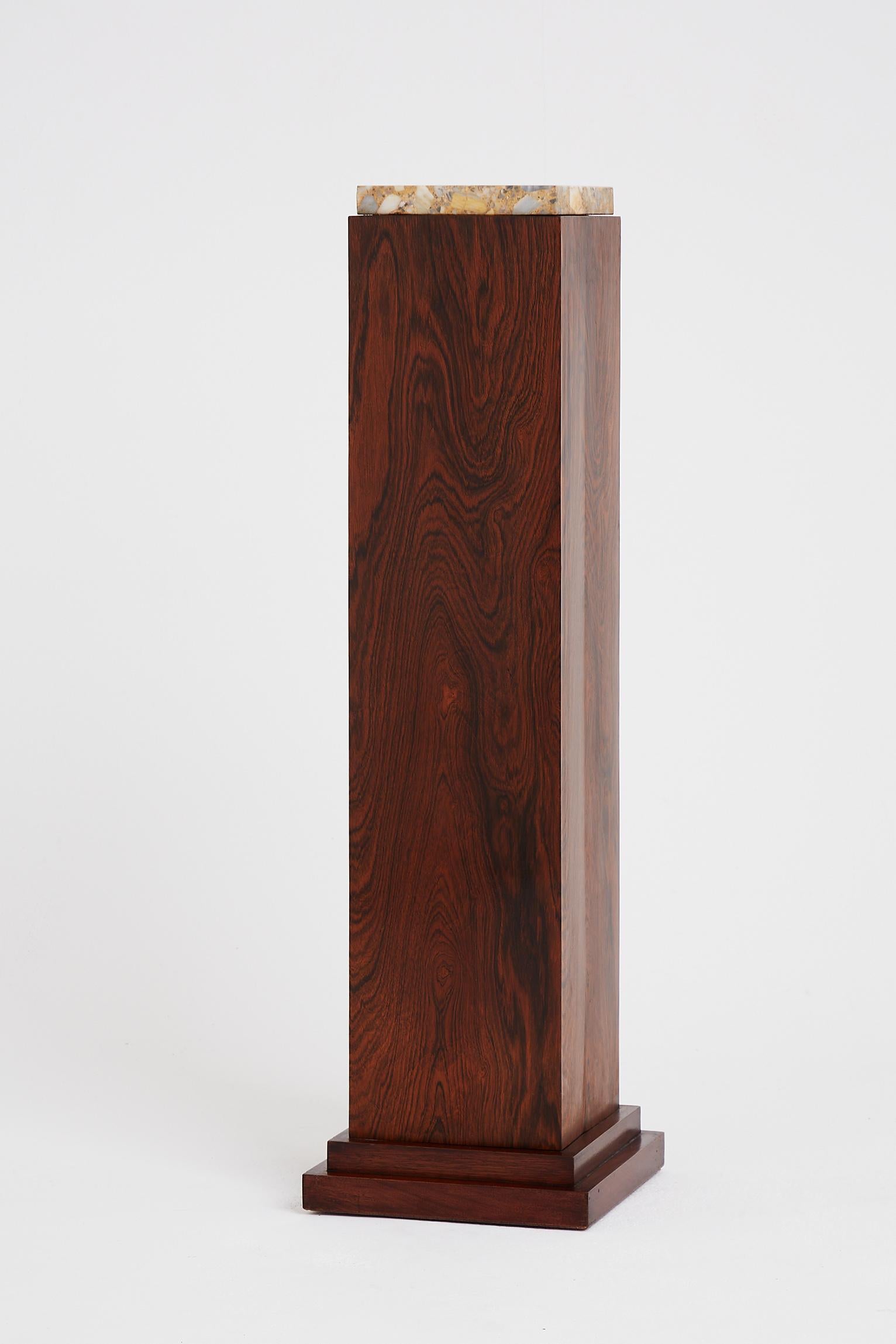 Art Deco Rosewood and Marble Pedestal In Good Condition In London, GB