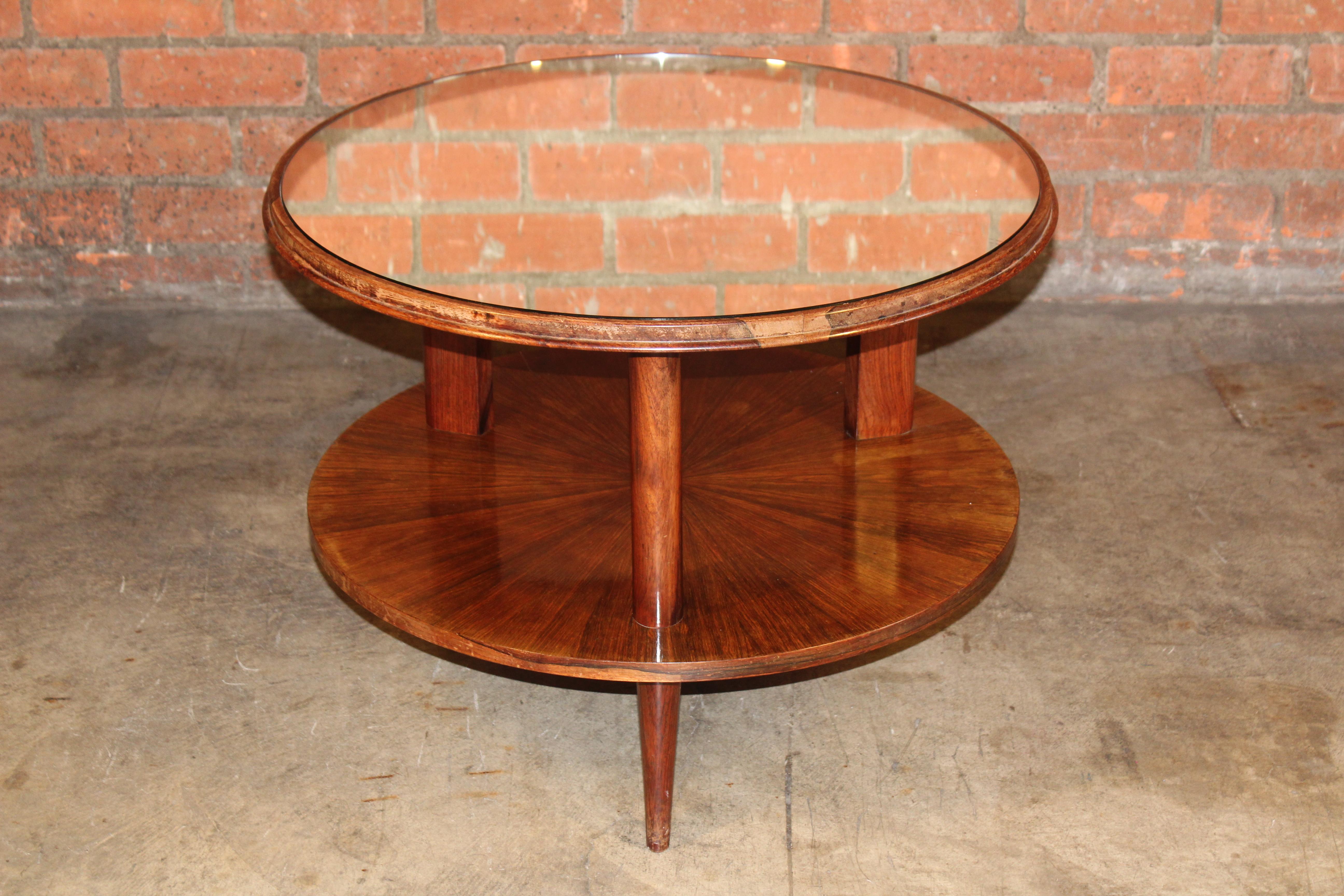 Art Deco Rosewood and Mirror Table Attributed to Paolo Buffa, Italy, 1940s For Sale 8