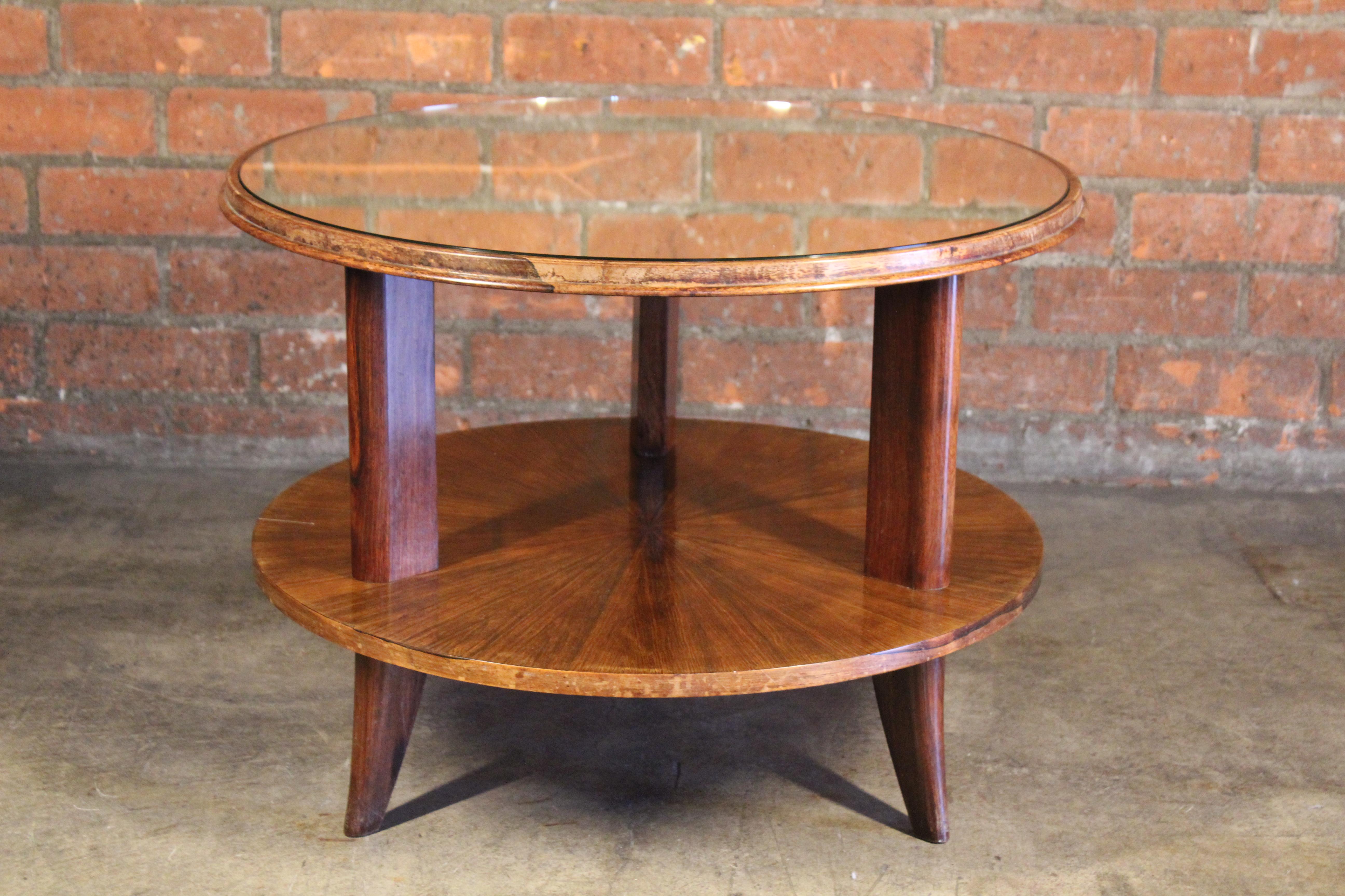 Italian Art Deco Rosewood and Mirror Table Attributed to Paolo Buffa, Italy, 1940s For Sale