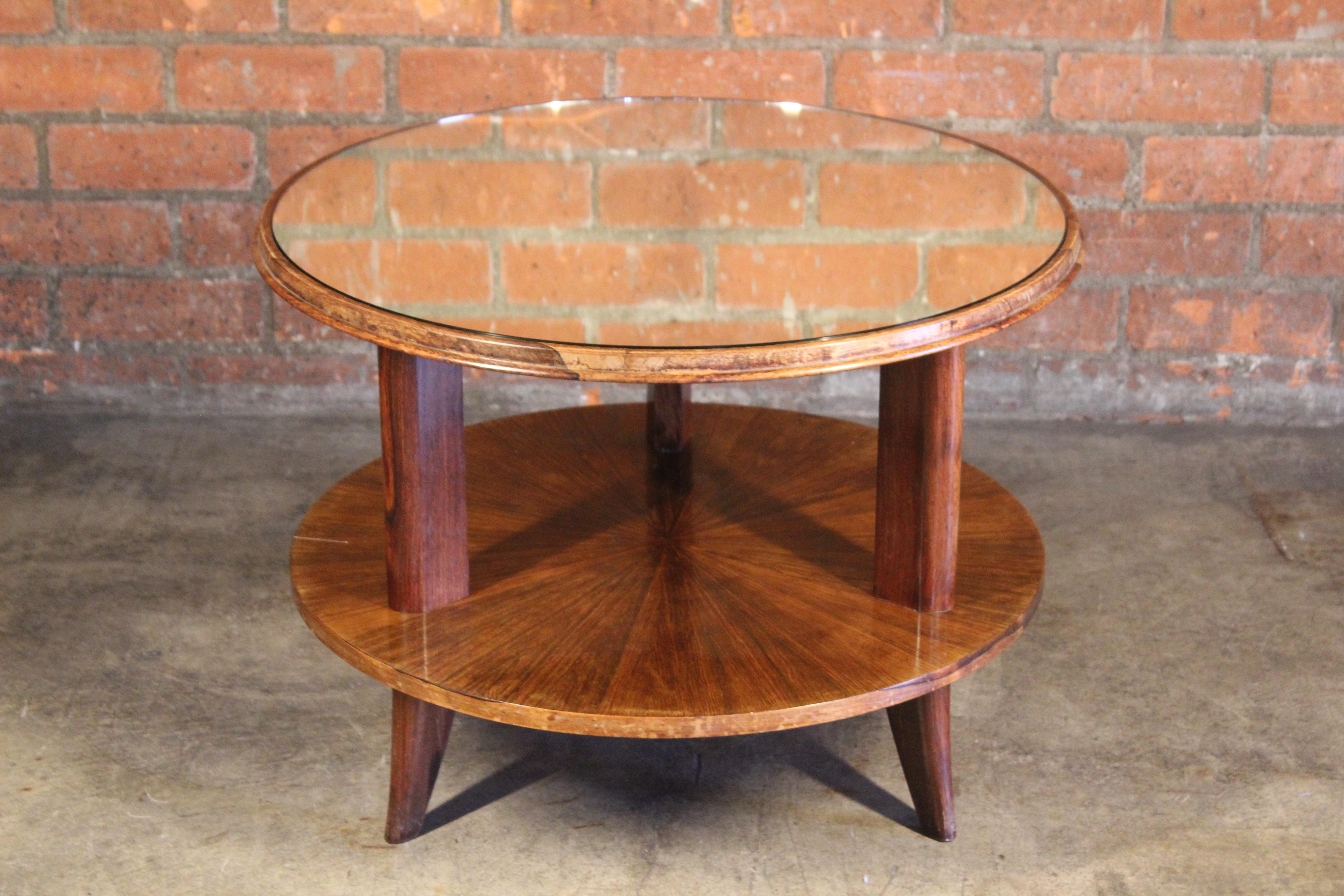 Art Deco Rosewood and Mirror Table Attributed to Paolo Buffa, Italy, 1940s In Good Condition For Sale In Los Angeles, CA