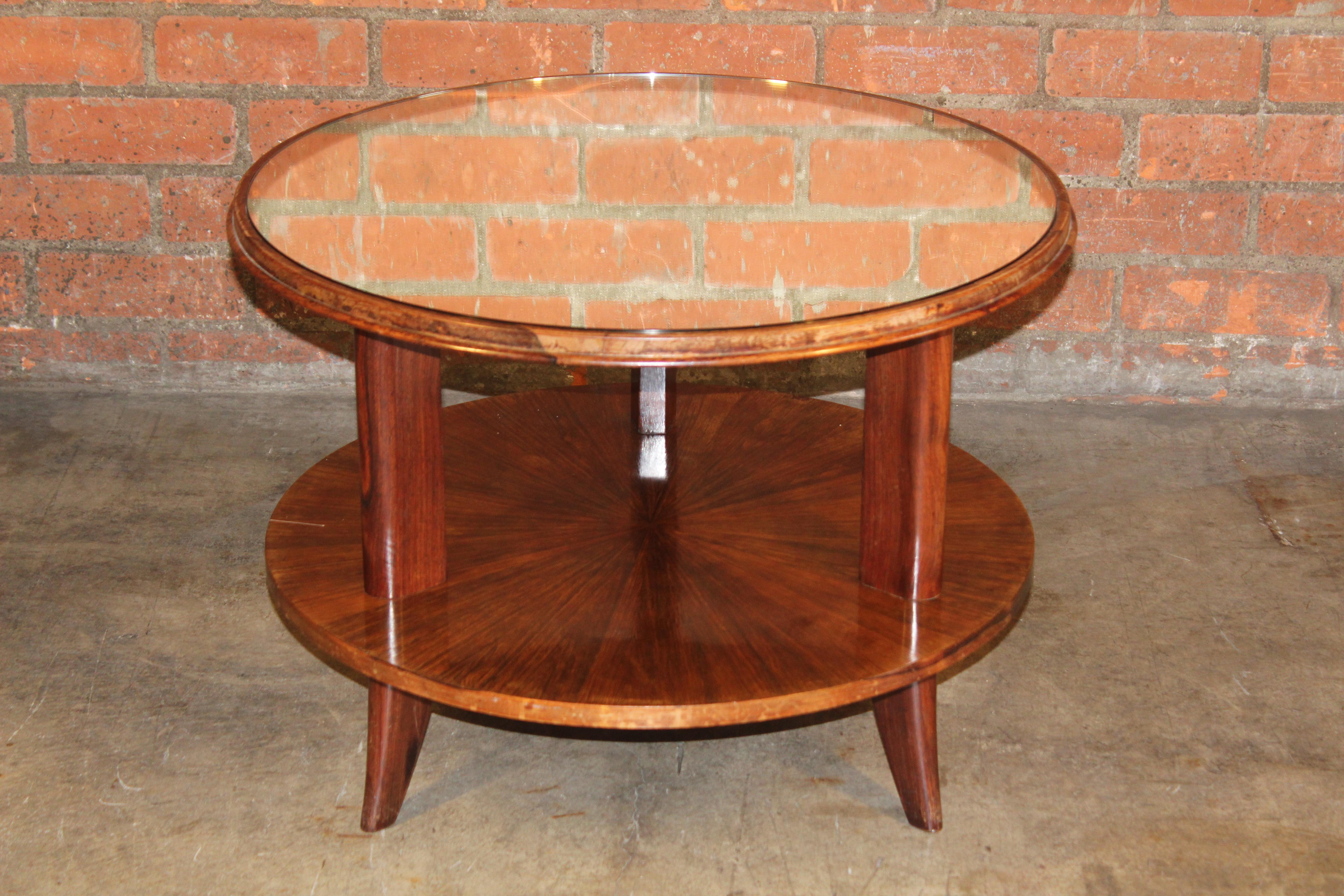 Mid-20th Century Art Deco Rosewood and Mirror Table Attributed to Paolo Buffa, Italy, 1940s For Sale