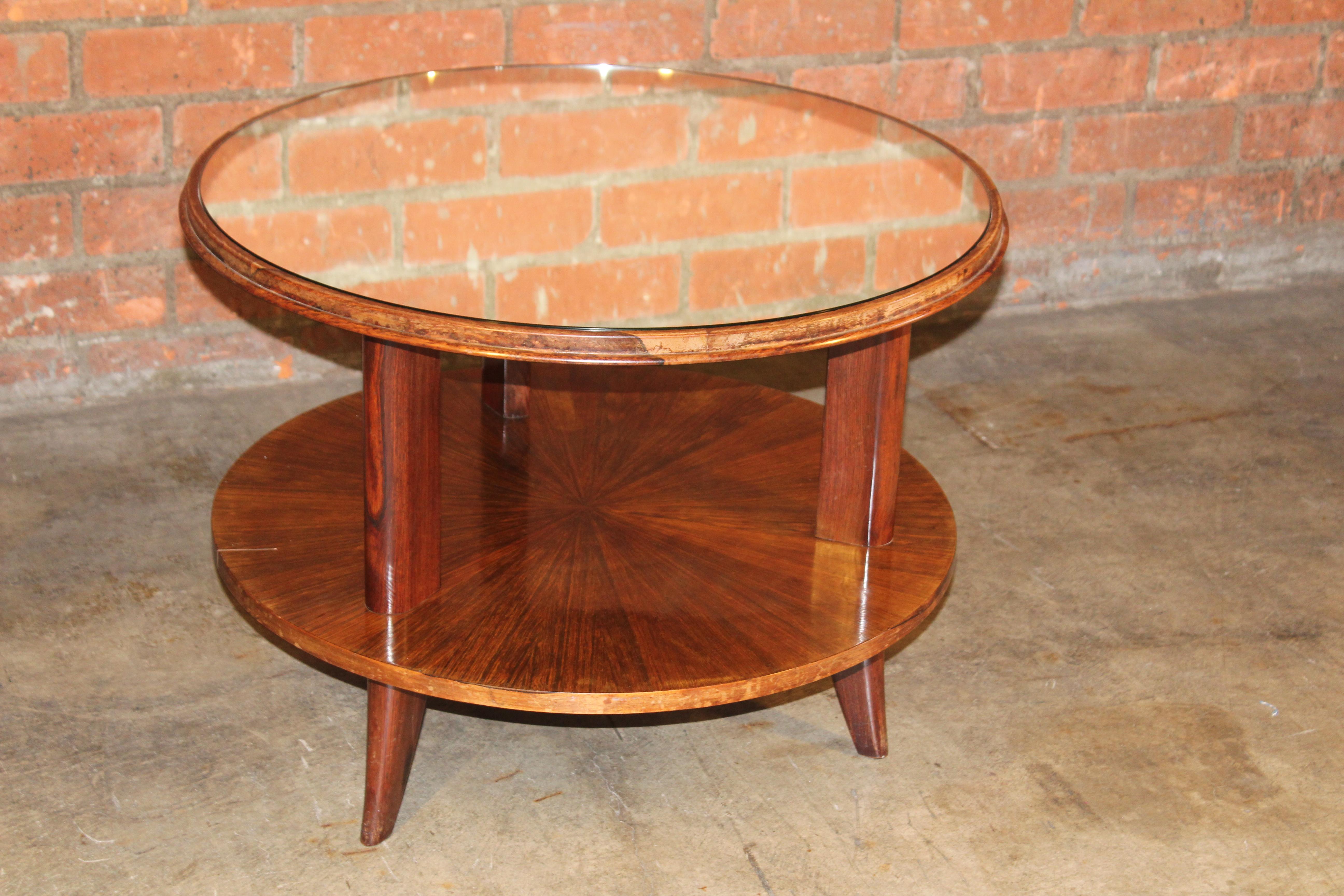 Art Deco Rosewood and Mirror Table Attributed to Paolo Buffa, Italy, 1940s For Sale 1