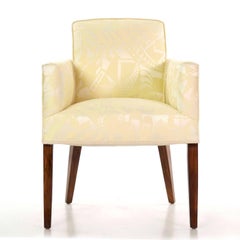 Art Deco Rosewood Armchair in Yellow Damask, France, circa 1935