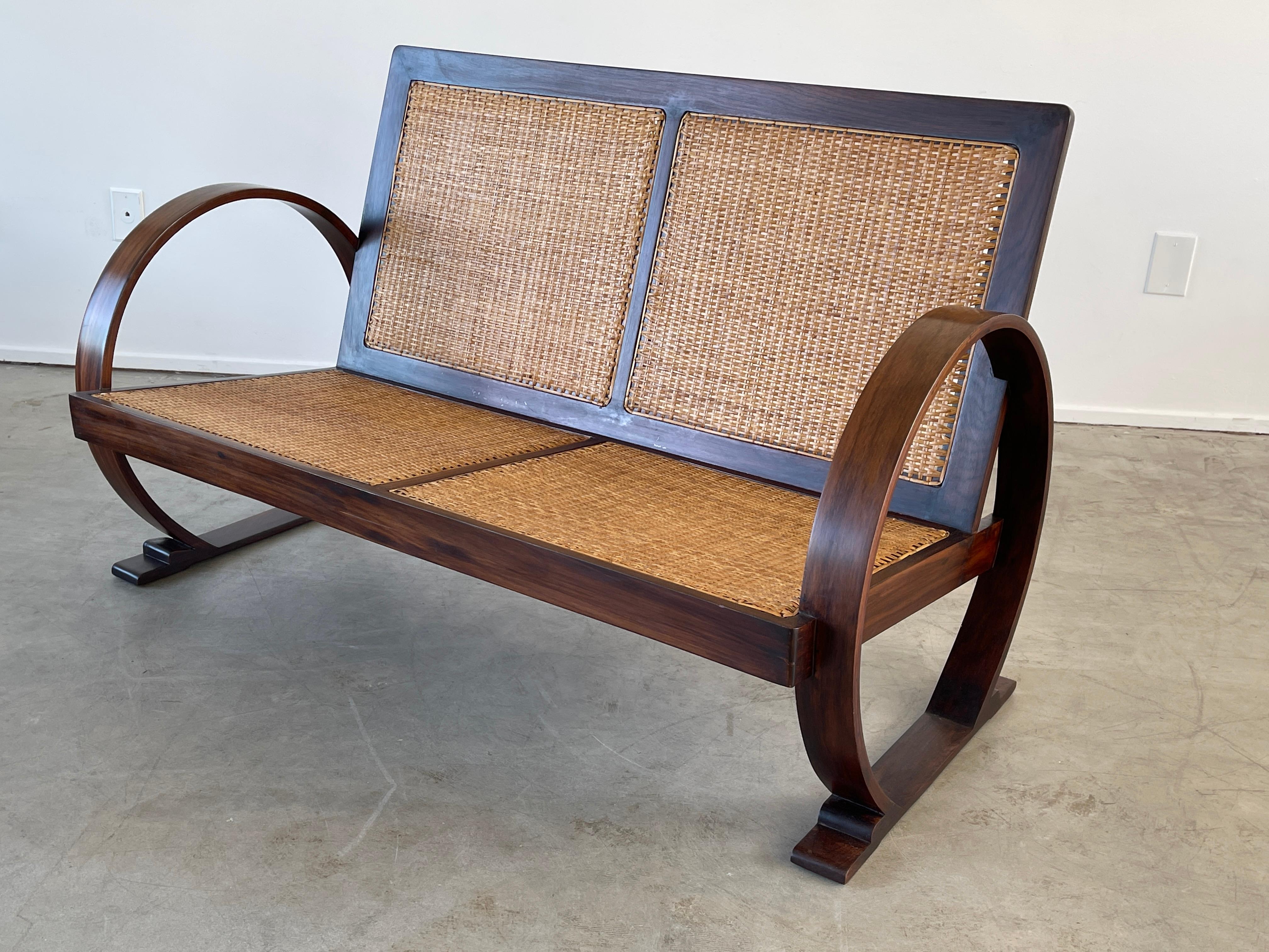 French Art Deco Rosewood Bench