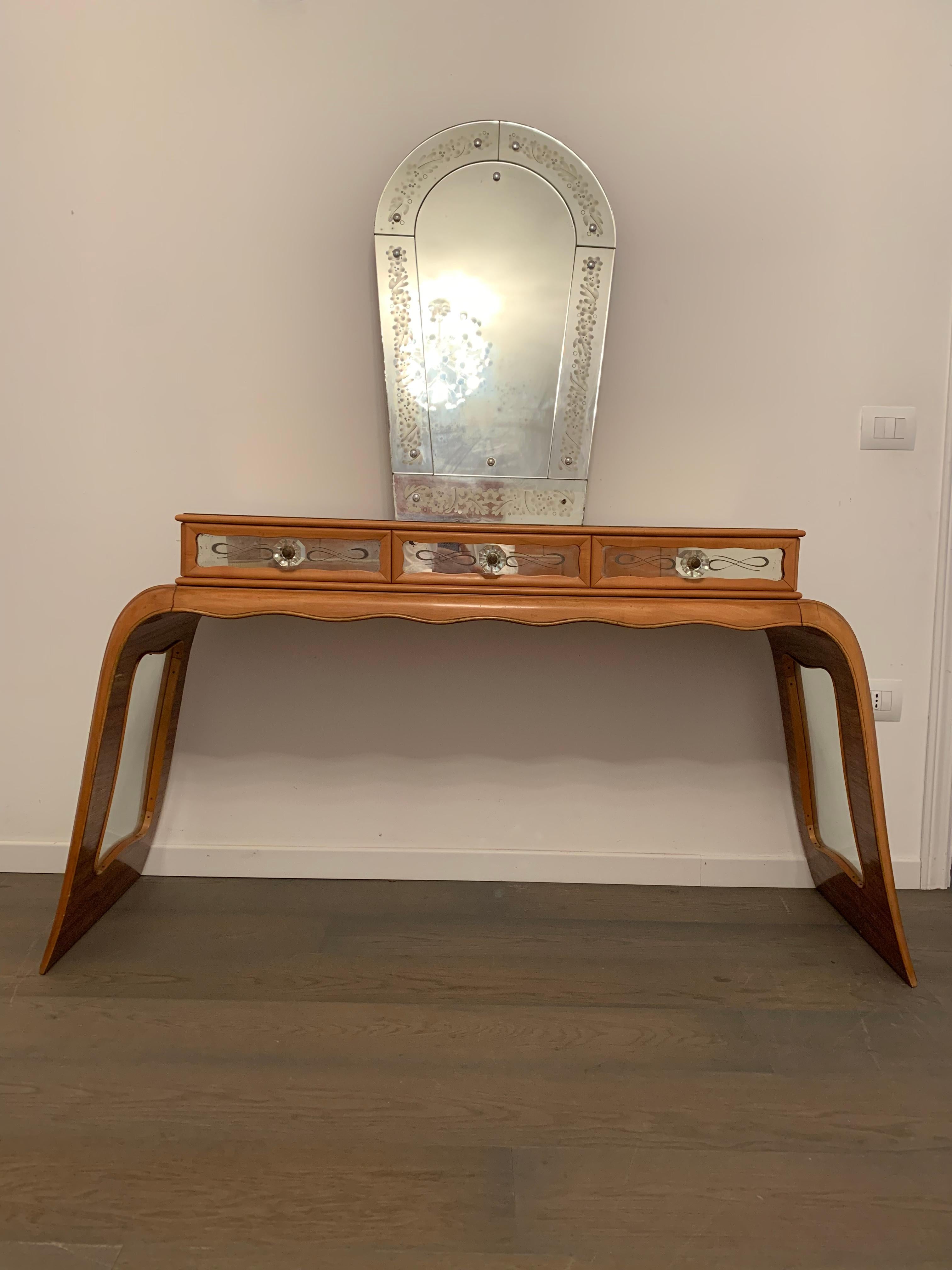 Art Deco Rosewood Console Table with Mirror, 1930s 8