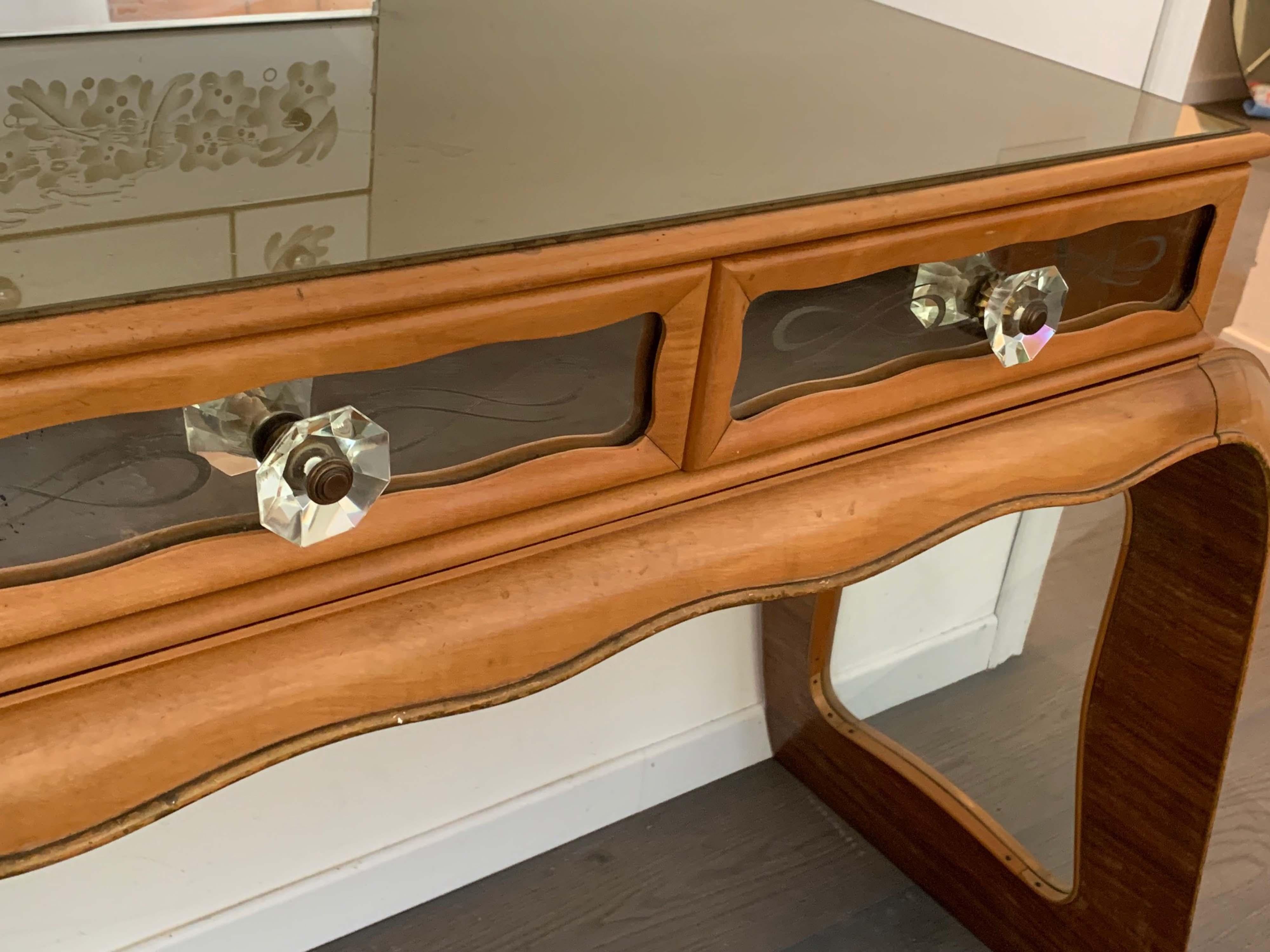 Art Deco Rosewood Console Table with Mirror, 1930s 2