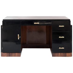 Art Deco Rosewood Desk and Black Lacquer, Early 20th Century