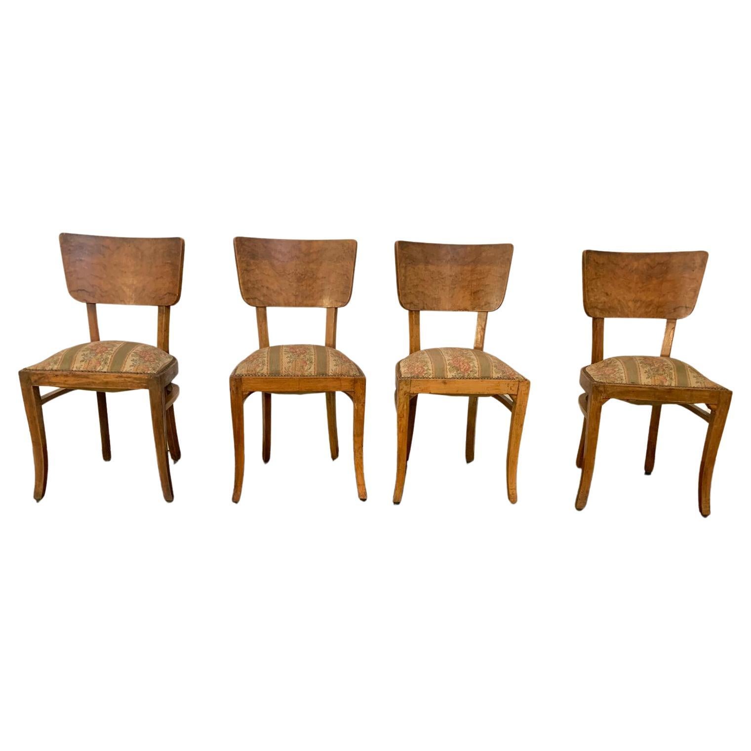 Art Deco Rosewood Dining Chairs, 1930s, Set of 4 For Sale
