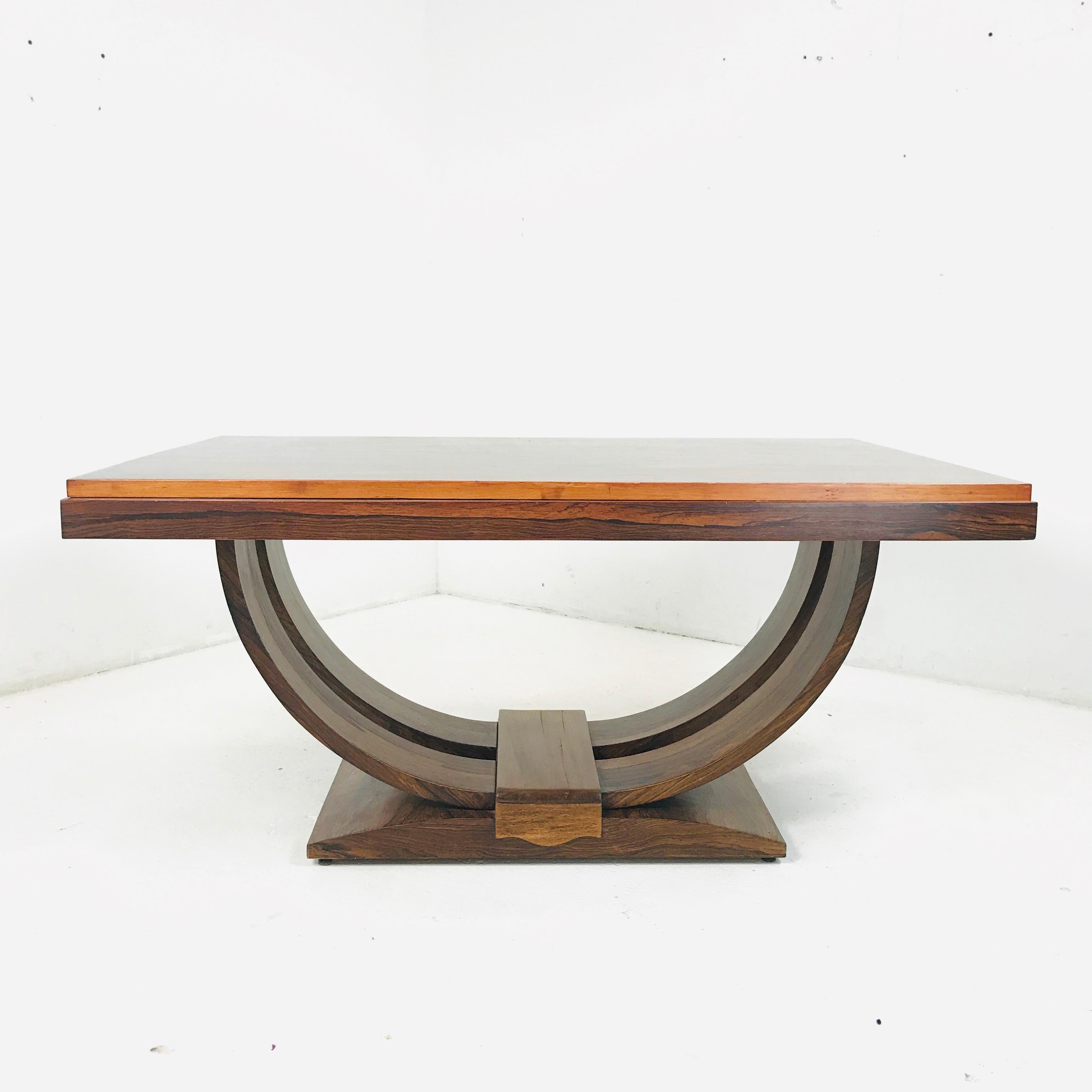 Art Deco Rosewood Dining Table In Excellent Condition In Dallas, TX