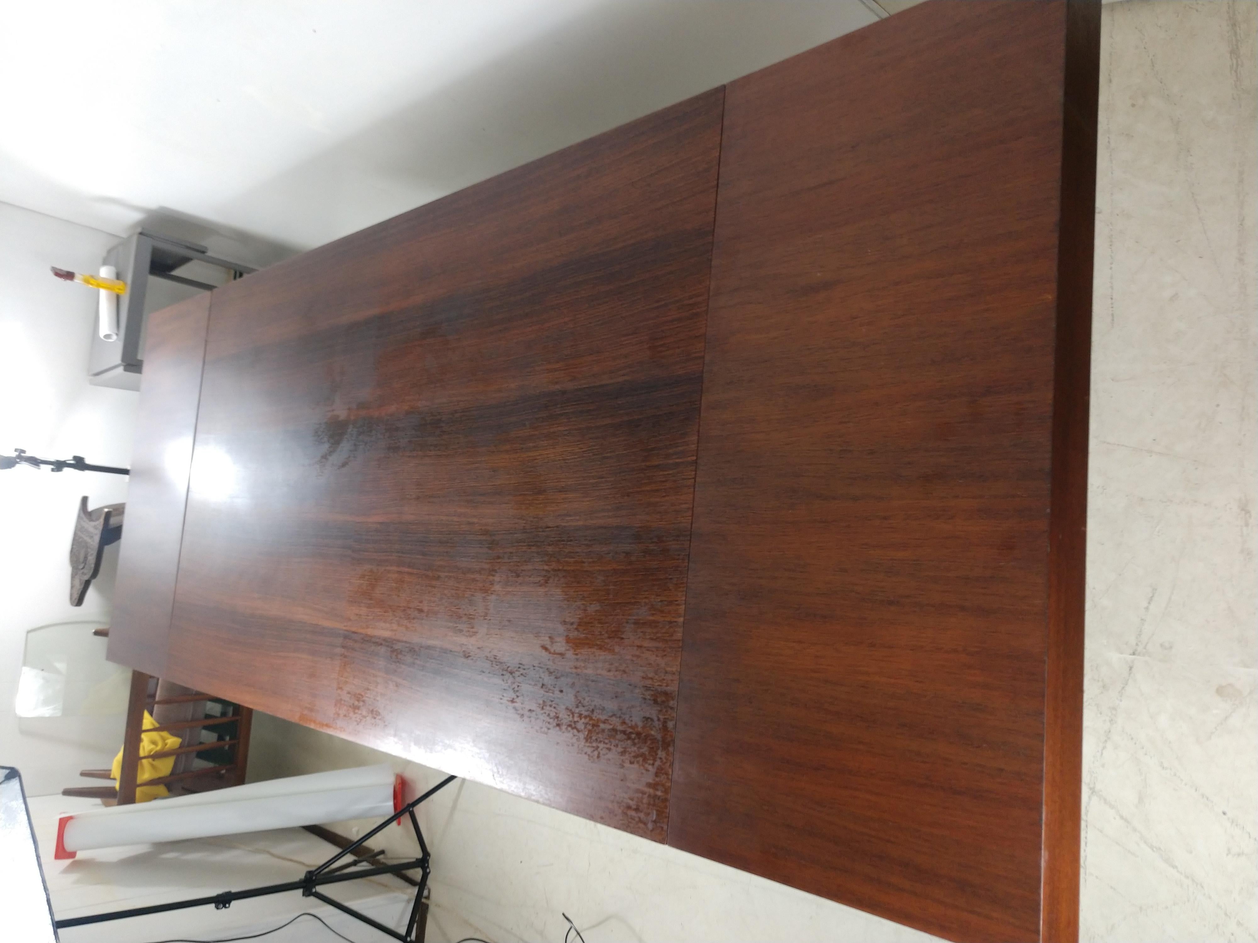Art Deco Custom Made Mid Century Rosewood Dining Table & 2 Table Leaf Extensions For Sale 3
