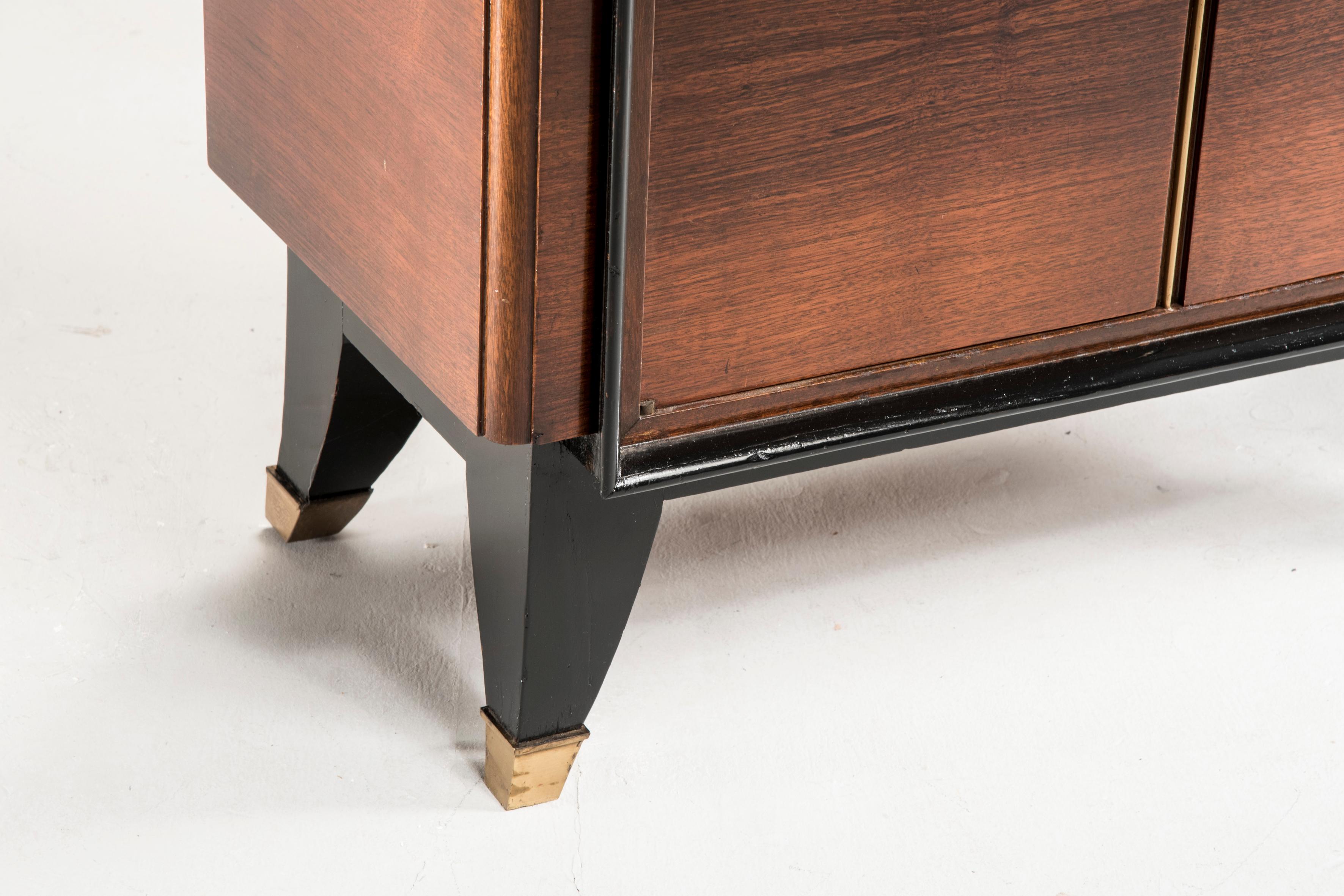 French Art Deco Rosewood Drop Down Door Dry Cocktail Bar Cabinet, France, 1930s