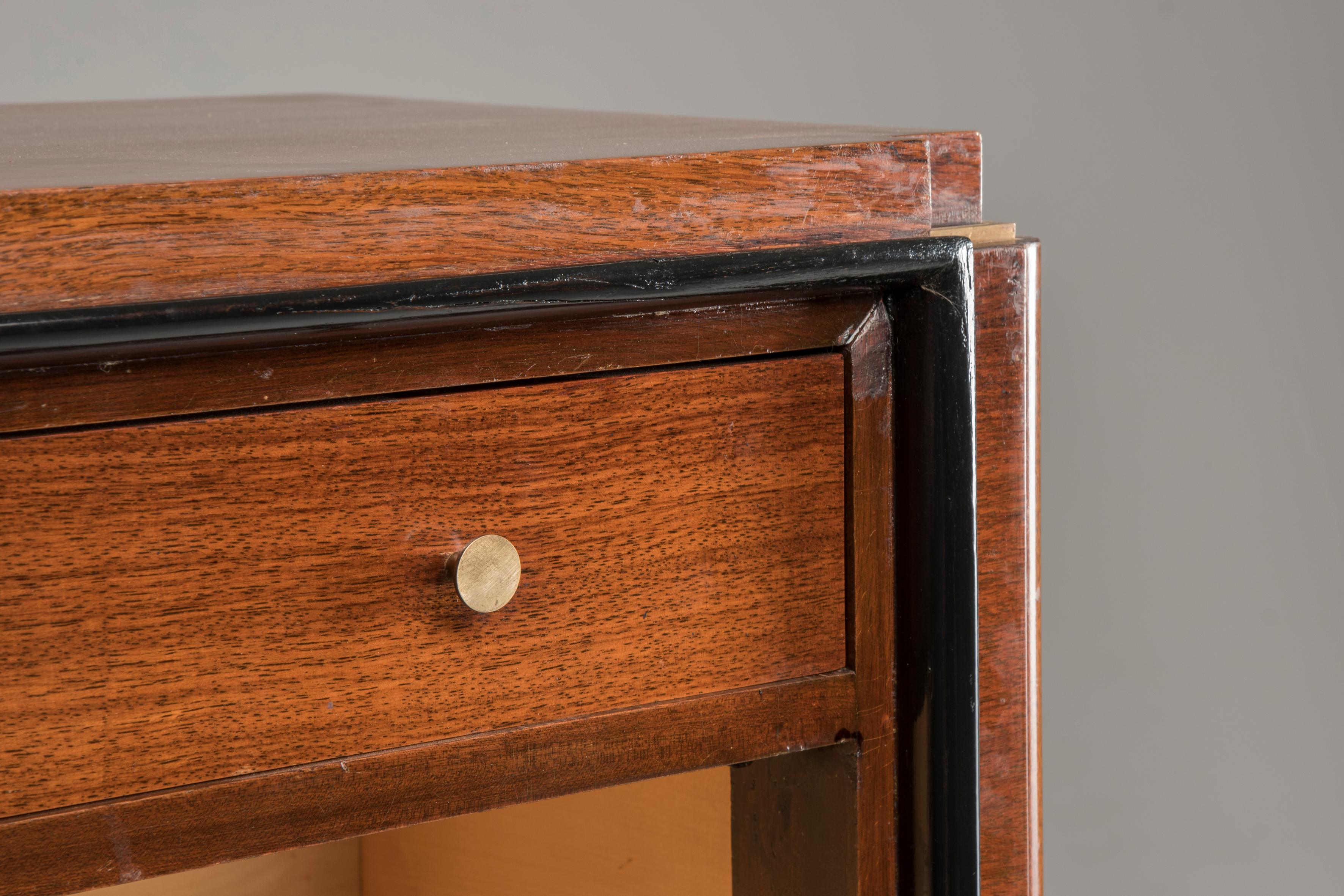 20th Century Art Deco Rosewood Drop Down Door Dry Cocktail Bar Cabinet, France, 1930s