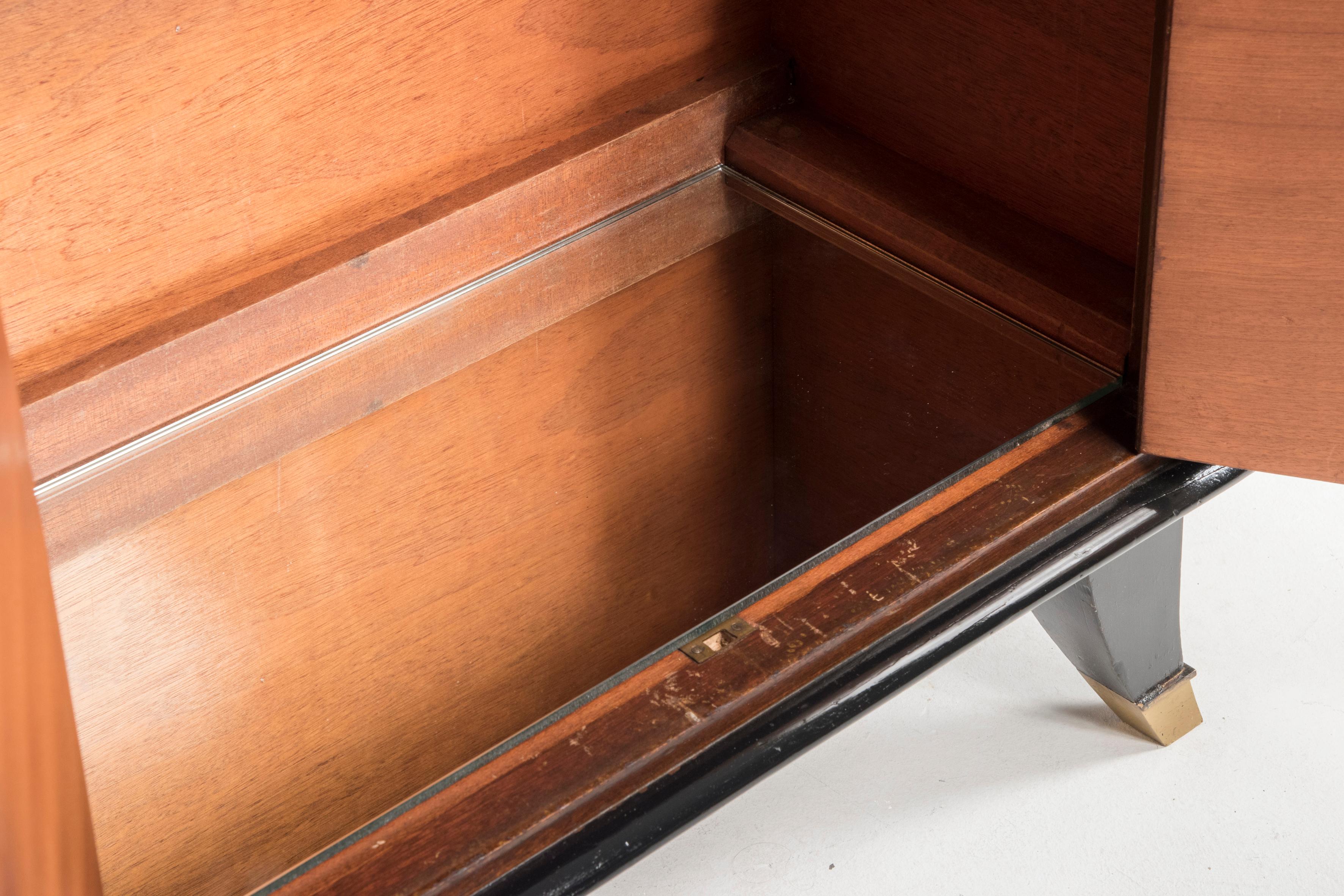 Art Deco Rosewood Drop Down Door Dry Cocktail Bar Cabinet, France, 1930s 1
