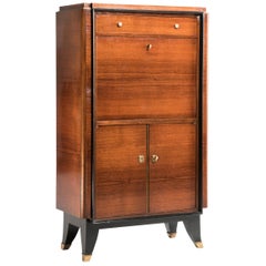 Art Deco Rosewood Drop Down Door Dry Cocktail Bar Cabinet, France, 1930s