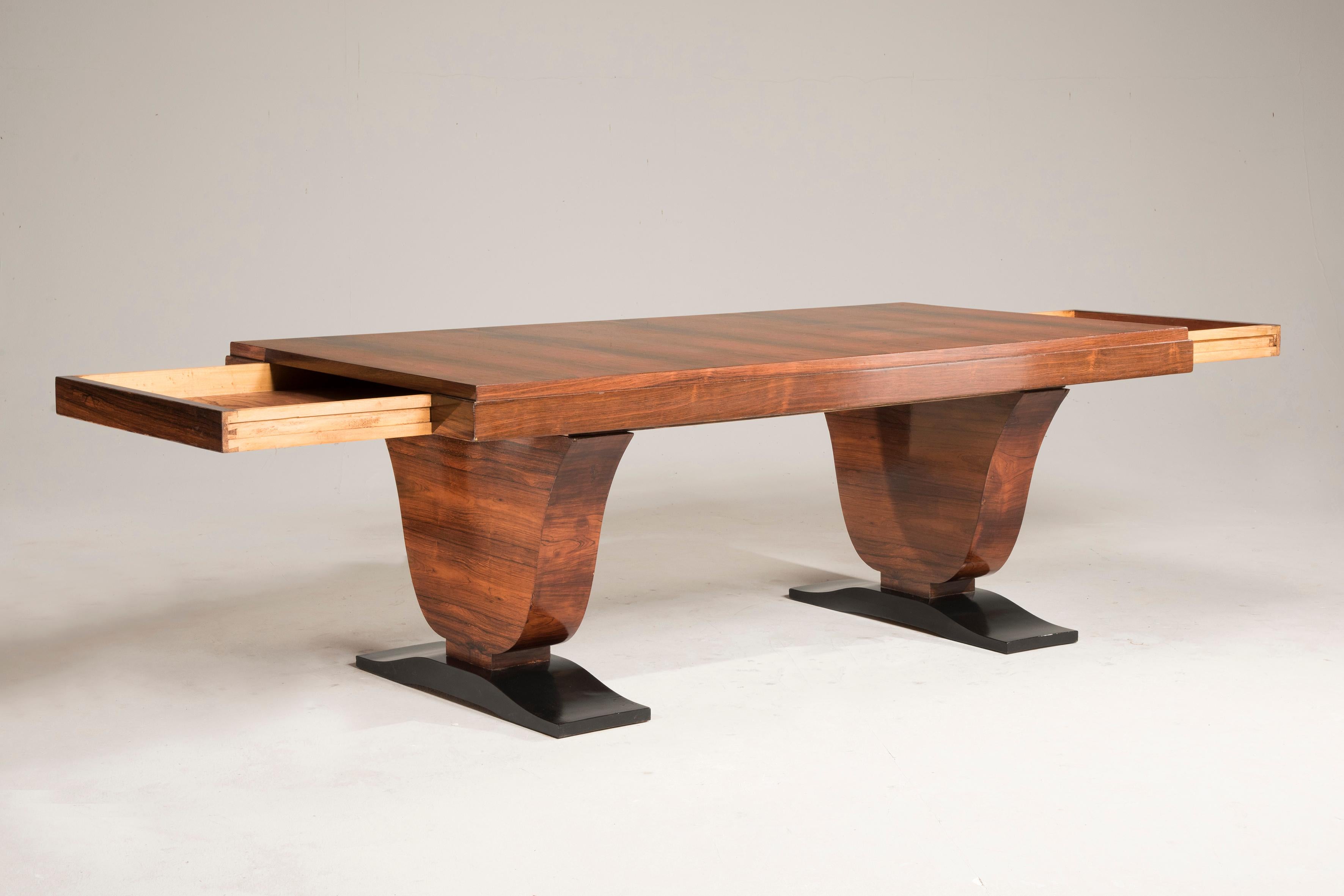 20th Century Art Deco Rosewood Extendable Rectangular Table