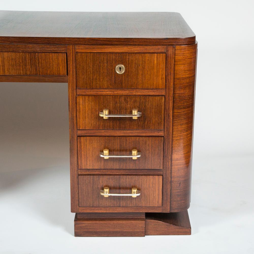 Art Deco Rosewood Freestanding Pedestal Desk 1