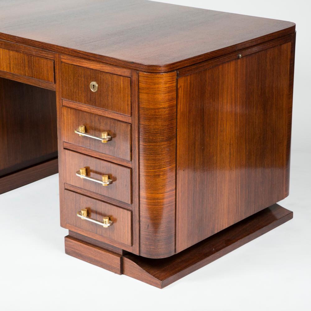 Art Deco Rosewood Freestanding Pedestal Desk 3