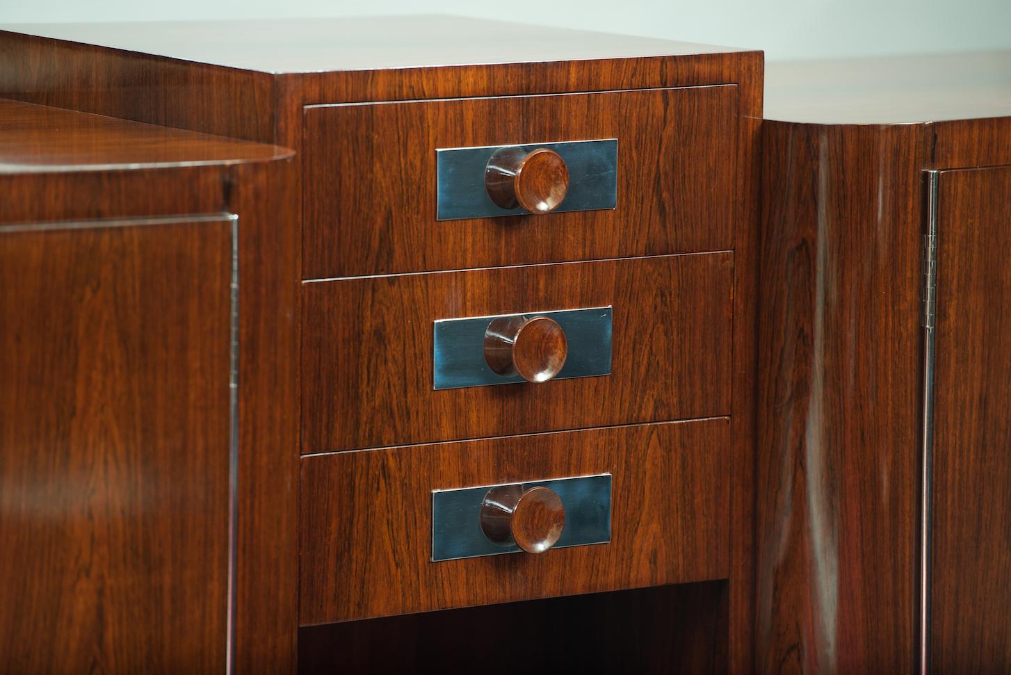 Varnished Art Deco Rosewood French Sideboard