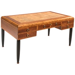 Art Deco Rosewood Mahogany and Leather Desk