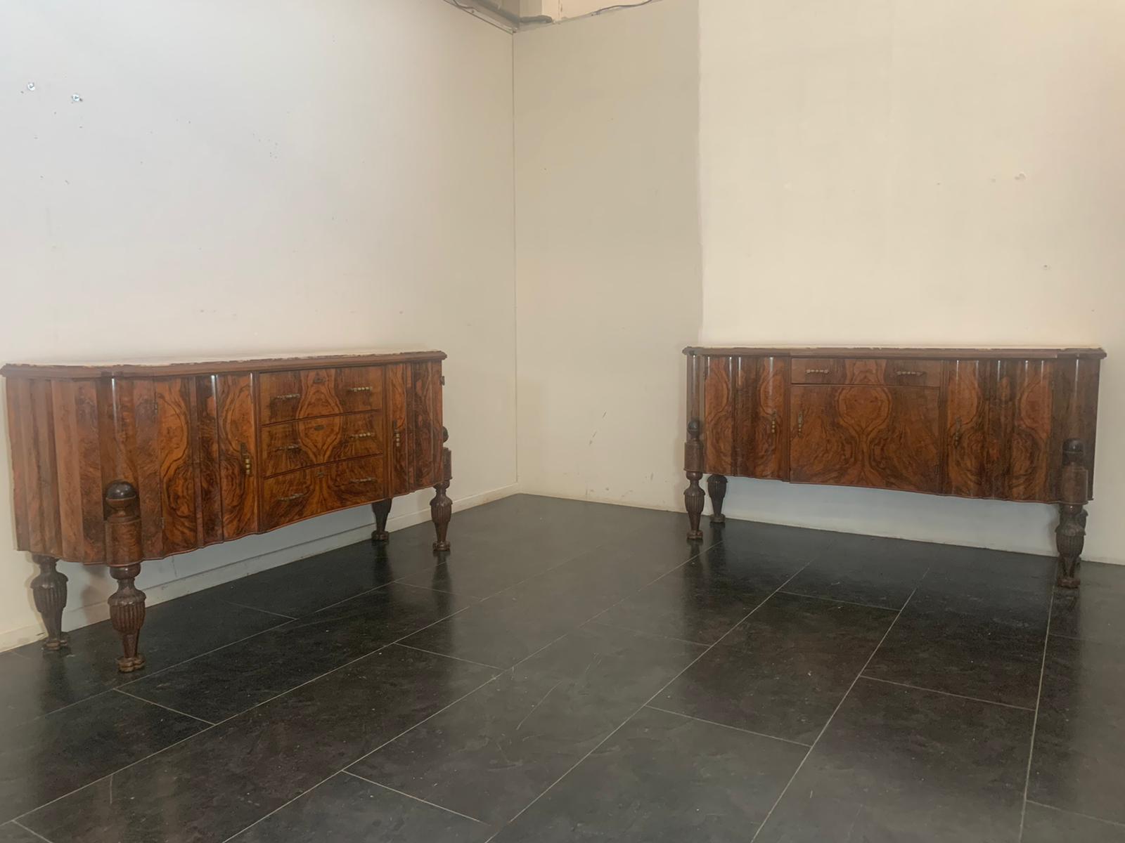 Art Deco Rosewood & Marble Dining Room Set, 1930s, Set of 10 For Sale 1