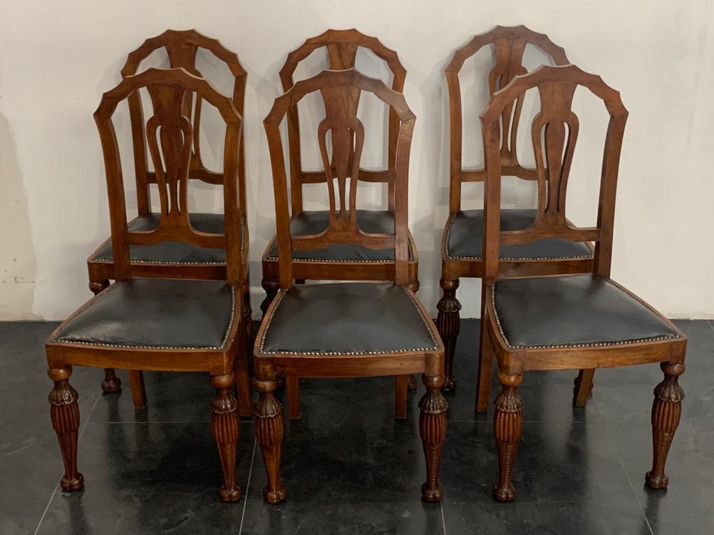 Art Deco Rosewood & Marble Dining Room Set, 1930s, Set of 10 For Sale 4